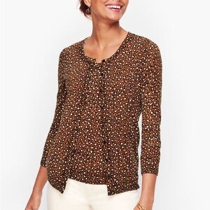 Talbots Charming Cardigan Leopard Print
